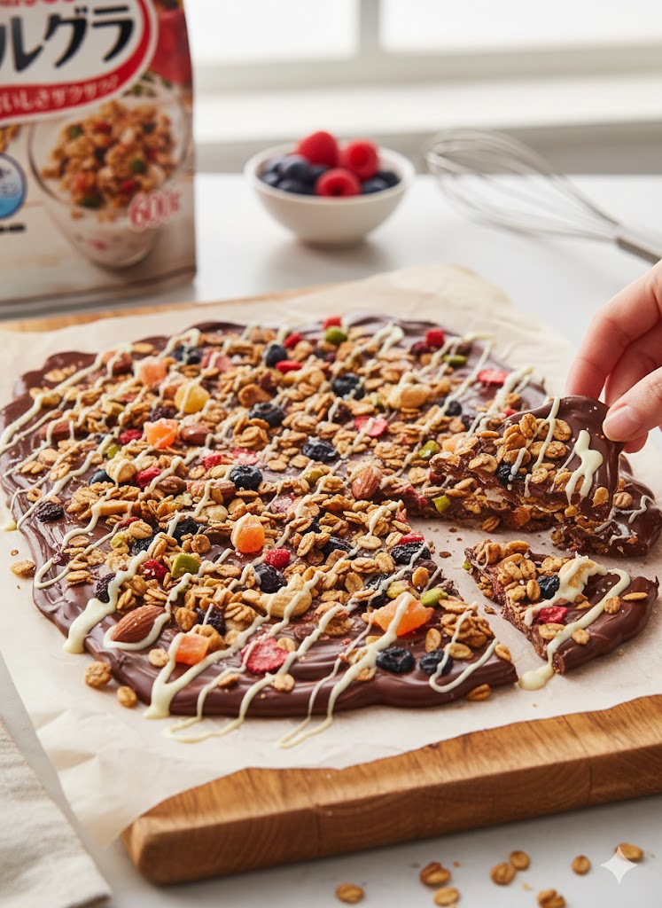 Món ăn vặt healthy Calbee Bark - Socola Ngũ Cốc Tự Làm 