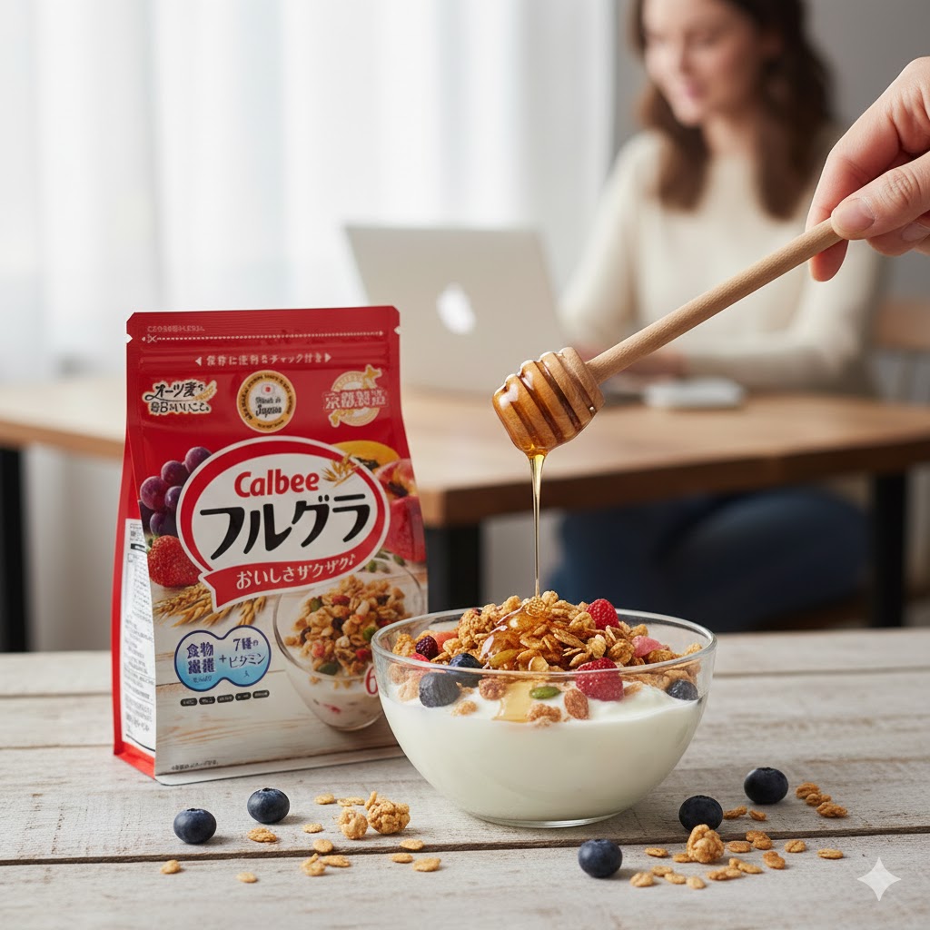 Ăn vặt healthy ngũ cốc Calbee kết hợp với sữa chua Hy Lạp