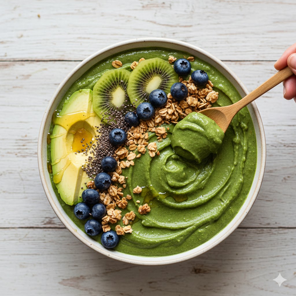 Smoothie Bowl Xanh Mát Món Ăn vặt healthy hấp dẫn cho bạn