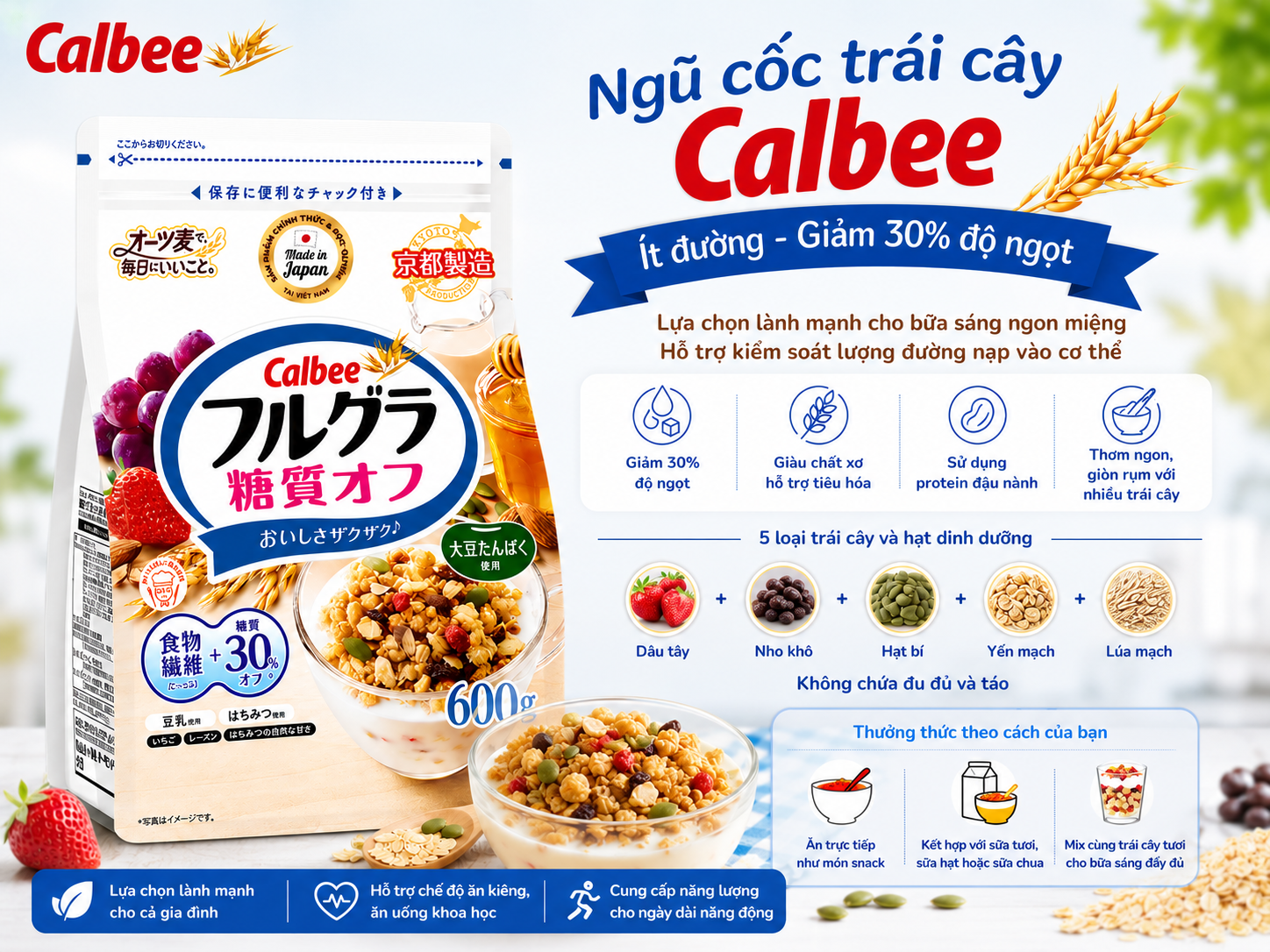 Ngũ cốc Calbee ít đường